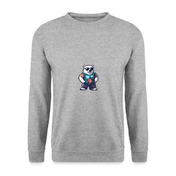 Eisbär Comic Urlaub - Unisex Pullover - Weißgrau meliert - Vorne - Alina (178cm) & Michal (187cm)