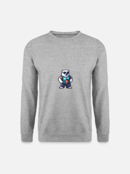 Eisbär Comic Urlaub - Unisex Pullover - Weißgrau meliert