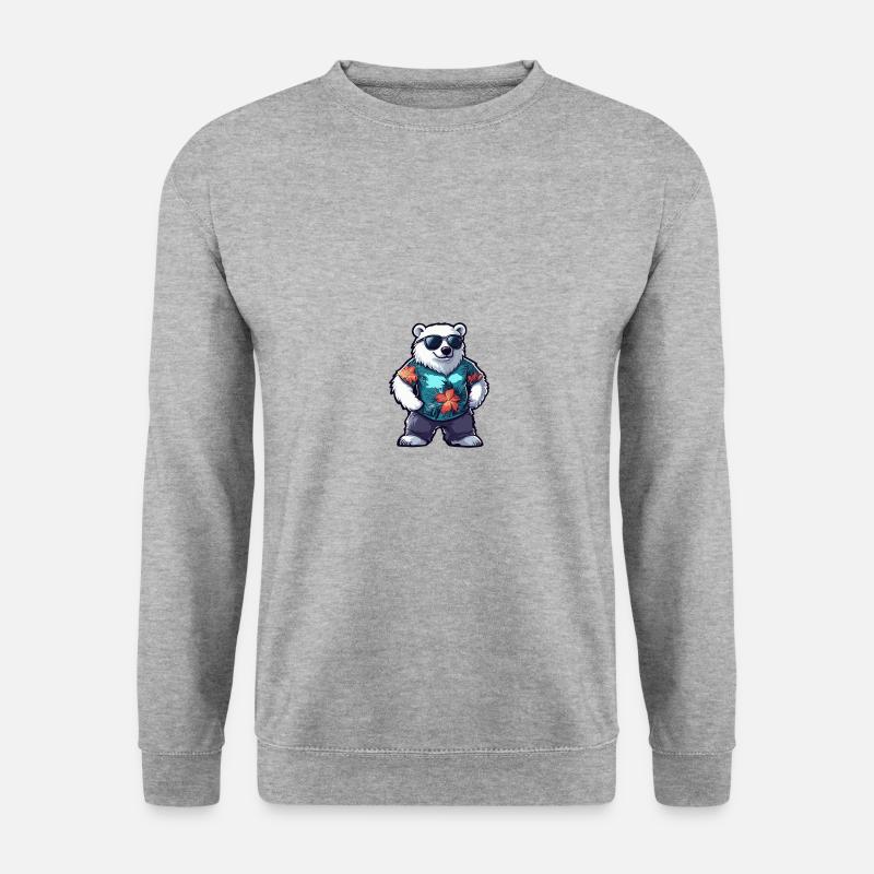 Eisbär Comic Urlaub - Unisex Pullover - Weißgrau meliert