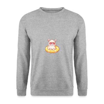 Alpaca Llama Comic Cool - Unisex Sweatshirt - salt & pepper - Front - Alina (178cm) & Michal (187cm)