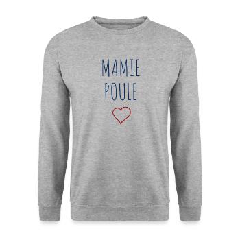 MAMIE POULE COEUR - Sweat-shirt Unisexe - gris chiné - Devant - Alina (178cm) & Michal (187cm)