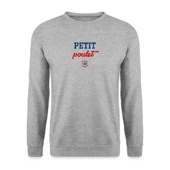 PETIT poulet - Poulet/coq - Sweat-shirt Unisexe - gris chiné - Devant - Alina (178cm) & Michal (187cm)