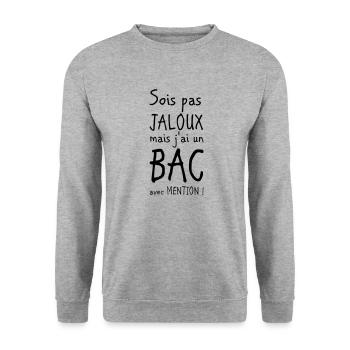 Bac avec mention - Sweat-shirt Unisexe - gris chiné - Devant - Alina (178cm) & Michal (187cm)