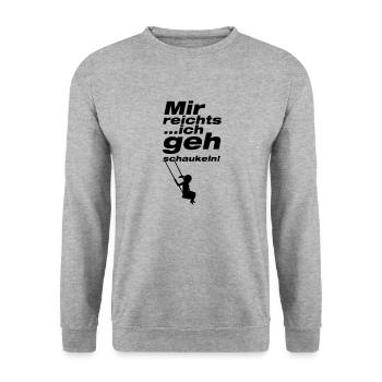 mir reichts ich geh schaukeln - Unisex Pullover - Weißgrau meliert - Vorne - Alina (178cm) & Michal (187cm)