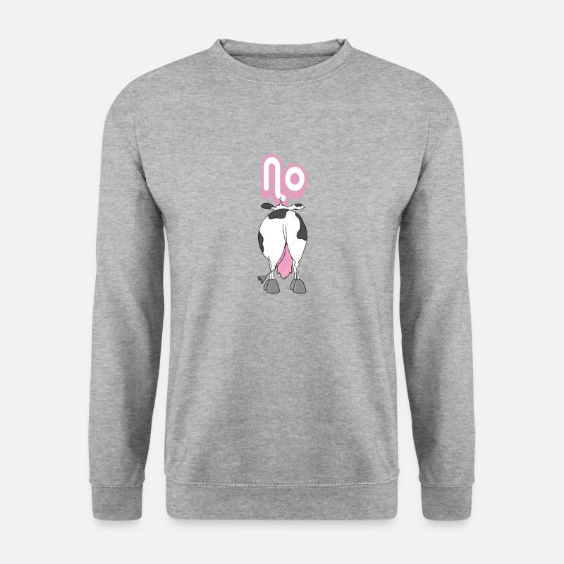 No - funny cow - Unisex Pullover - Weißgrau meliert