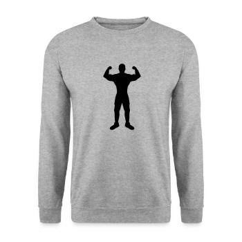 Poses Silhouette Muscular Bodybuilder - Unisex Sweatshirt - salt & pepper - Front - Alina (178cm) & Michal (187cm)
