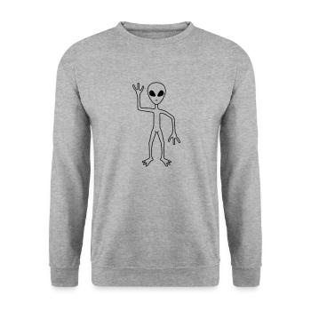 Welcome Alien waves friendly - Unisex Sweatshirt - salt & pepper - Front - Alina (178cm) & Michal (187cm)