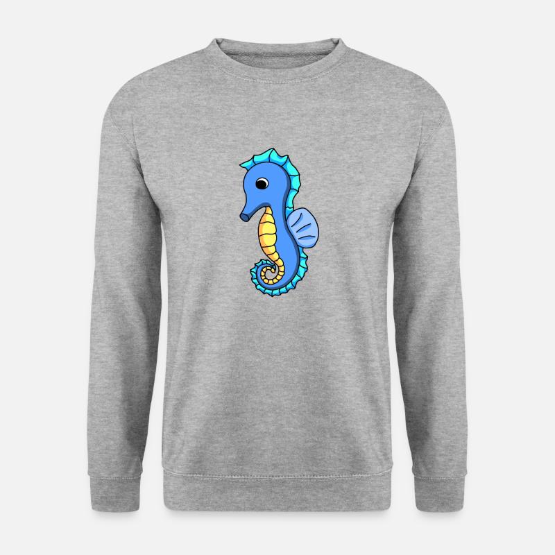 Seepferdchen - Unisex Pullover - Weißgrau meliert