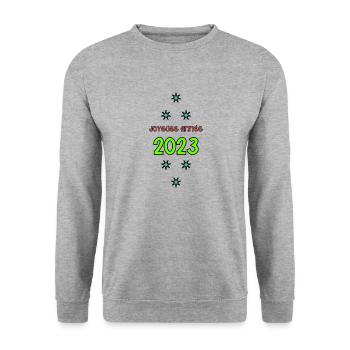 BONNE ANNEE. SAINT SYLVESTRE. NOUVELLE ANNÉE - Sweat-shirt Unisexe - gris chiné - Devant - Alina (178cm) & Michal (187cm)