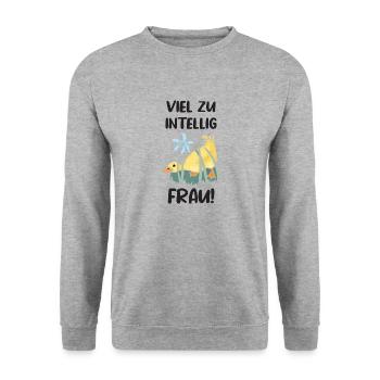 intelligente Frau schlaue Ente clever MINT - Unisex Pullover - Weißgrau meliert - Vorne - Alina (178cm) & Michal (187cm)