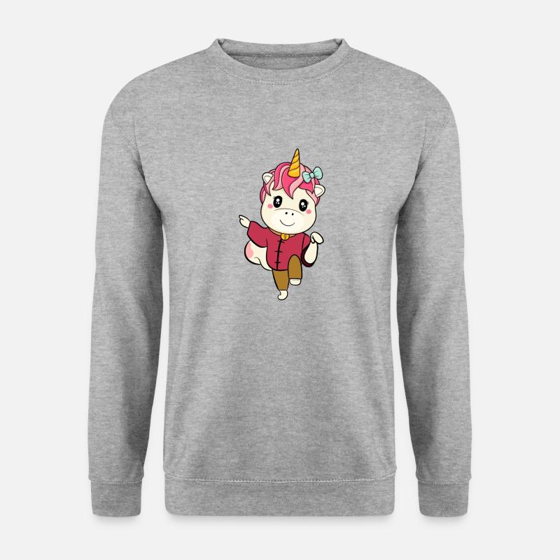 Karate Einhorn - Unisex Pullover - Weißgrau meliert