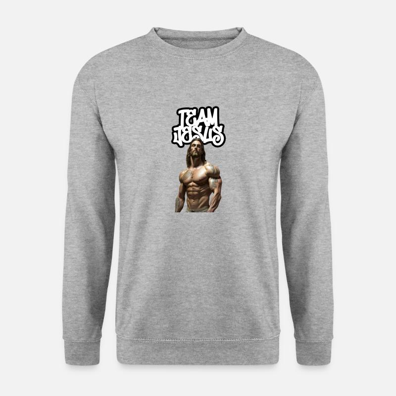 Team Jesus on Steroids - Unisex Pullover - Weißgrau meliert