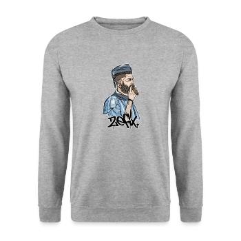 Rieser Grantler // Illustration - Unisex Pullover - Weißgrau meliert - Vorne - Alina (178cm) & Michal (187cm)