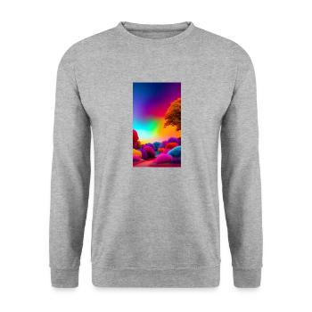 Leuchtendes Farbspektakel - Unisex Pullover - Weißgrau meliert - Vorne - Alina (178cm) & Michal (187cm)