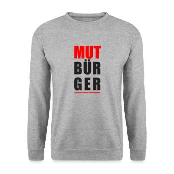 Mutbürger - Ansprechen Anpacken Zukunft gestalten - Unisex Pullover - Weißgrau meliert - Vorne - Alina (178cm) & Michal (187cm)