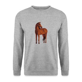 Elegantes Pferdeportrait für Stärke Frauen - Unisex Pullover - Weißgrau meliert - Vorne - Alina (178cm) & Michal (187cm)