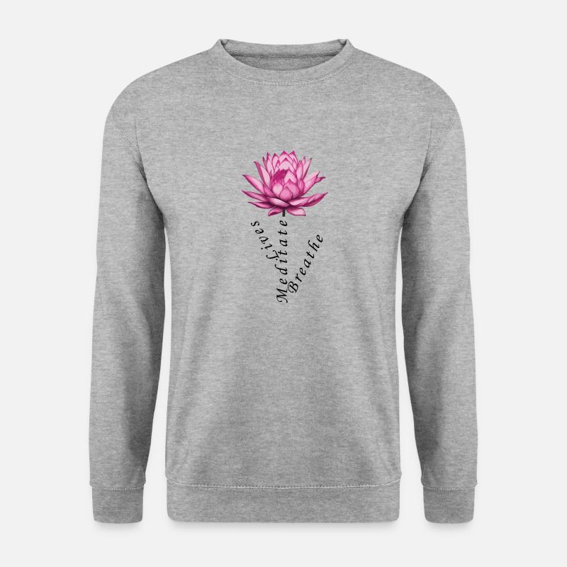 Atmen, meditieren, leben - Unisex Pullover - Weißgrau meliert