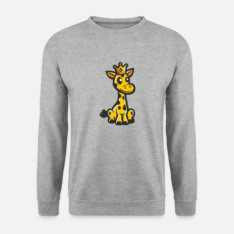 Giraffe Comic Krone - Unisex Pullover - Weißgrau meliert