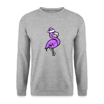Flamingo Comique Noël - Sweat-shirt Unisexe - gris chiné - Devant - Alina (178cm) & Michal (187cm)