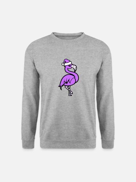 flamingo comic weihnachten - Unisex Pullover - Weißgrau meliert