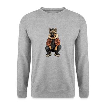 Schäferhund Fashion Winter - Unisex Pullover - Weißgrau meliert - Vorne - Alina (178cm) & Michal (187cm)