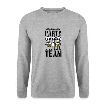 Skelett Bier Party Team - Unisex Pullover - Weißgrau meliert - Vorne - Alina (178cm) & Michal (187cm)