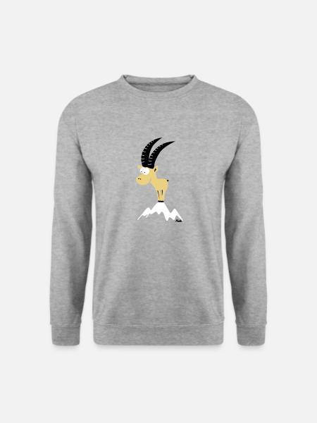 Steinbock (farbig) - Unisex Pullover - Weißgrau meliert