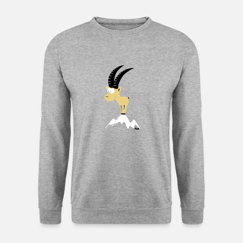 Steinbock (farbig) - Unisex Pullover - Weißgrau meliert