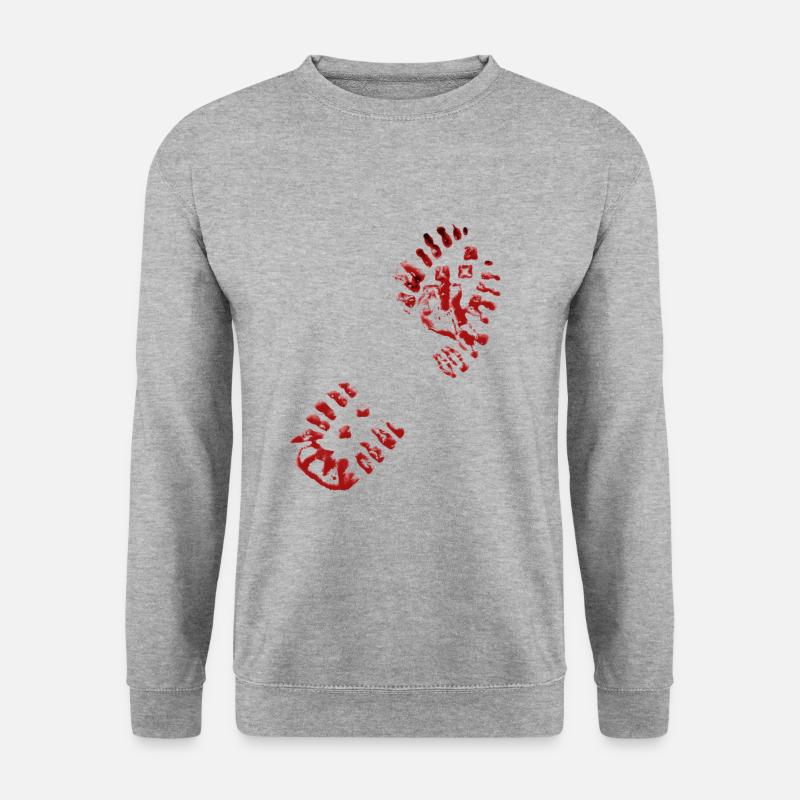 Tatort mit blutiger Schuhsohle Abdruck - Unisex Pullover - Weißgrau meliert