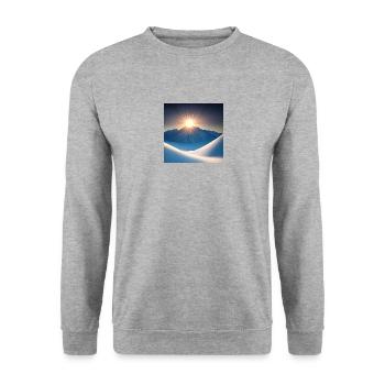 Lever de soleil avec bleu montagne - Sweat-shirt Unisexe - gris chiné - Devant - Alina (178cm) & Michal (187cm)