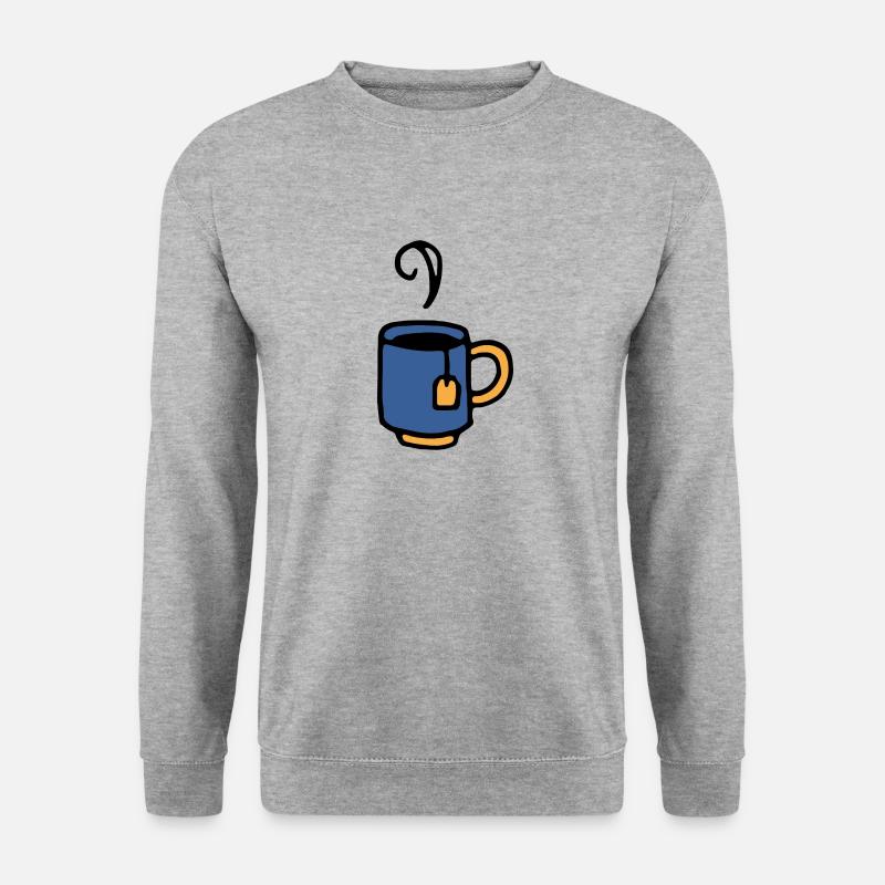 Tasse mit Teebeutel - Unisex Pullover - Weißgrau meliert