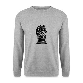Schachfigur Pferd Springer Schachpferd Zeichnung - Unisex Pullover - Weißgrau meliert - Vorne - Alina (178cm) & Michal (187cm)