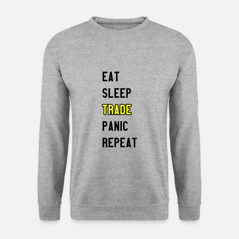 Eat Sleep Trade Panic Repeat - Unisex Pullover - Weißgrau meliert