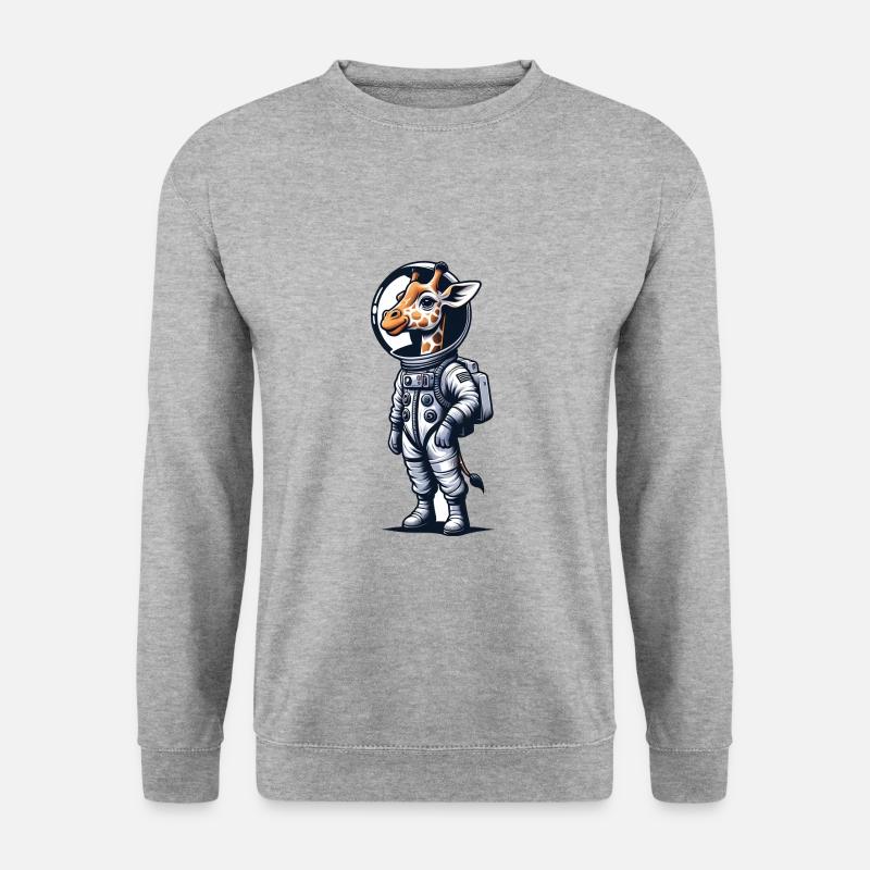 Cute Giraffe Astronaut - Unisex Pullover - Weißgrau meliert