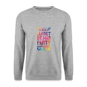 Lloret De Mar Party Crew Spruch - Unisex Pullover - Weißgrau meliert - Vorne - Alina (178cm) & Michal (187cm)