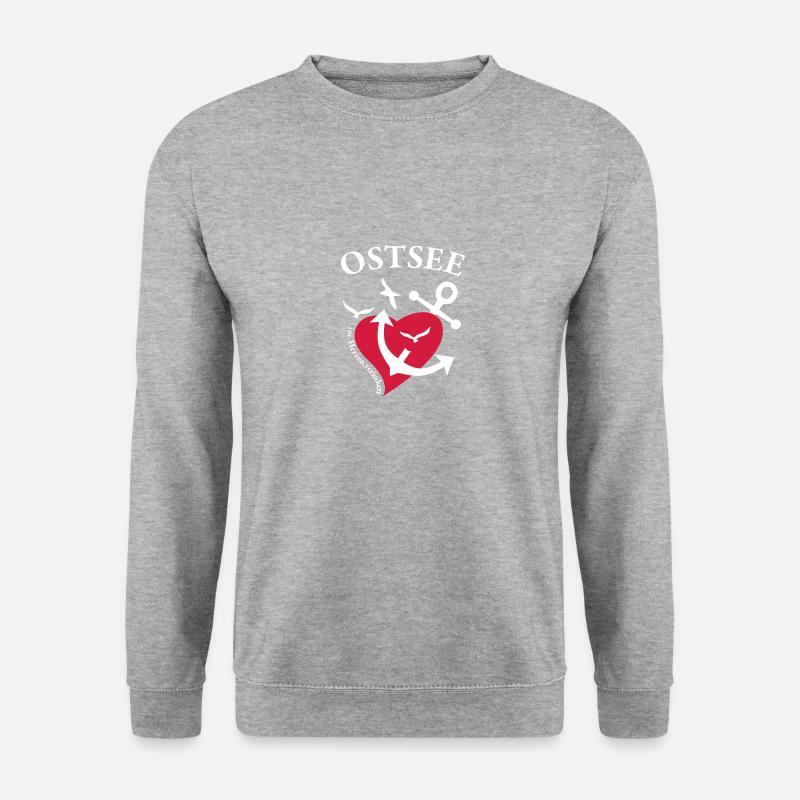 Ostsee - im Herzen verankert - Unisex Pullover - Weißgrau meliert
