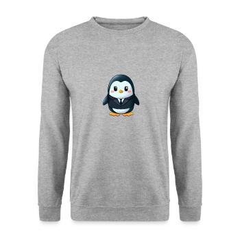 Pinguin - Unisex Pullover - Weißgrau meliert - Vorne - Alina (178cm) & Michal (187cm)