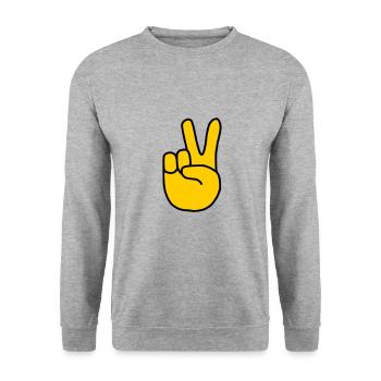 Emoji Peace Finger Sketch Couleur - Sweat-shirt Unisexe - gris chiné - Devant - Alina (178cm) & Michal (187cm)