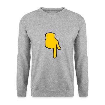 Emoji zeigen unten Skizze Farbe - Unisex Pullover - Weißgrau meliert - Vorne - Alina (178cm) & Michal (187cm)