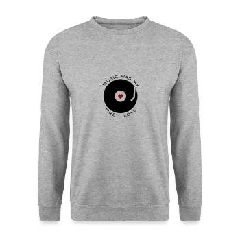 Music was my first love - Unisex Pullover - Weißgrau meliert - Vorne - Alina (178cm) & Michal (187cm)