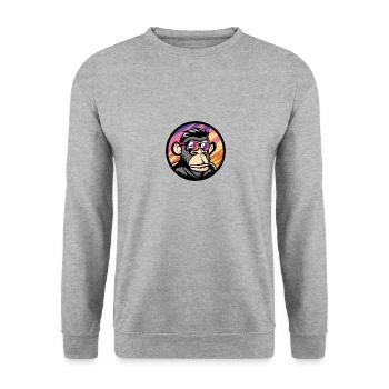 Affe Comic Cool Sommer - Unisex Pullover - Weißgrau meliert - Vorne - Alina (178cm) & Michal (187cm)