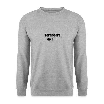 Verändere dich 3 - Unisex Pullover - Weißgrau meliert - Vorne - Alina (178cm) & Michal (187cm)