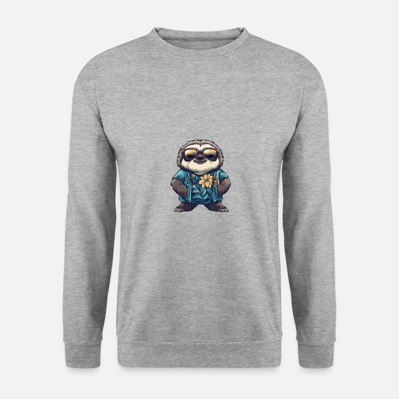 Faultier Comic Urlaub - Unisex Pullover - Weißgrau meliert