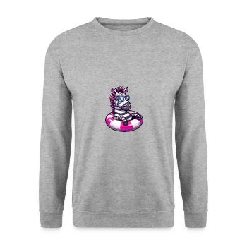 Zebra Comic Cool - Unisex Pullover - Weißgrau meliert - Vorne - Alina (178cm) & Michal (187cm)