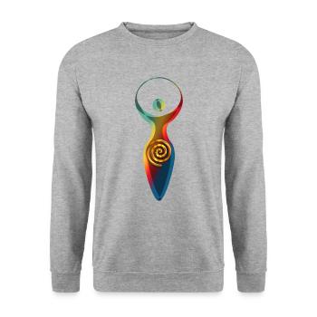 Spiritual Symbol - Goddess Of Earth Gaya 2 - Unisex Sweatshirt - salt & pepper - Front - Alina (178cm) & Michal (187cm)
