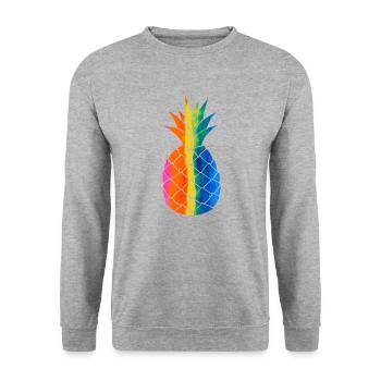Happy Pineapple - Unisex Sweatshirt - salt & pepper - Front - Alina (178cm) & Michal (187cm)