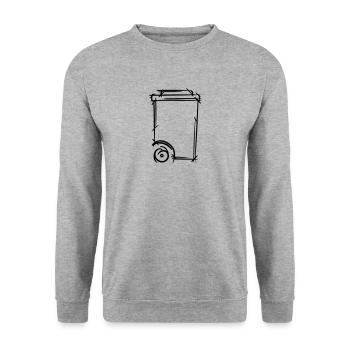 Dessin de poubelle. Éboueur. Collecte des ordures. - Sweat-shirt Unisexe - gris chiné - Devant - Alina (178cm) & Michal (187cm)