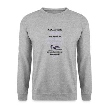 Bester Trainer Tasse - Unisex Pullover - Weißgrau meliert - Vorne - Alina (178cm) & Michal (187cm)