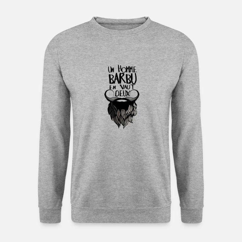 Zitat bärtiger Mann ist zwei Humor Bart trol wert - Unisex Pullover - Weißgrau meliert