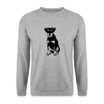 Deutscher Jagdterrier - Unisex Pullover - Weißgrau meliert - Vorne - Alina (178cm) & Michal (187cm)